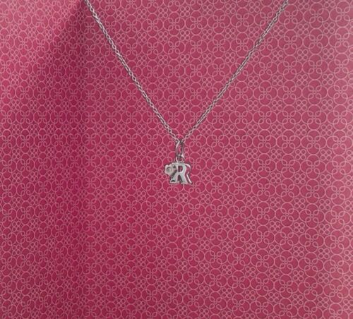 Darling Diamant enfant argent sterling initiale R lettre W//16IN Chaîne Usa Made