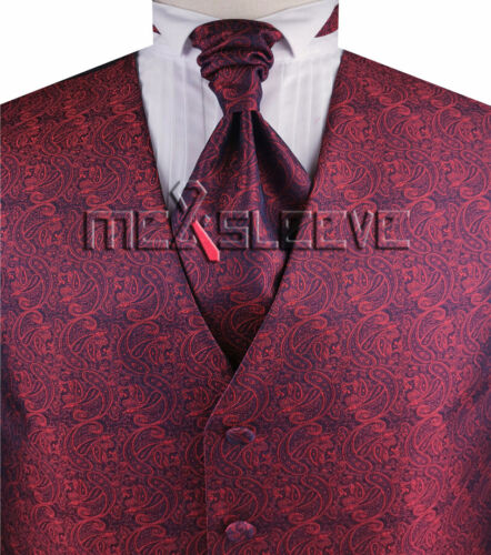 Men/'s Tuxedo Suits Tailored  Microfiber Paisley Waistcoat Set For Wedding