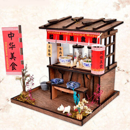 DIY Wooden Dollhouse Miniature Kit w/ Furniture, Light Noodles Shop Gifts