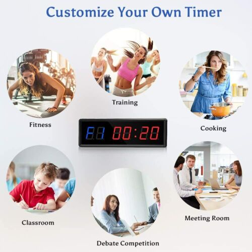 LED Interval Timer Home Gym Stopwatch Count Down//Up Clock Tabata Boxing System