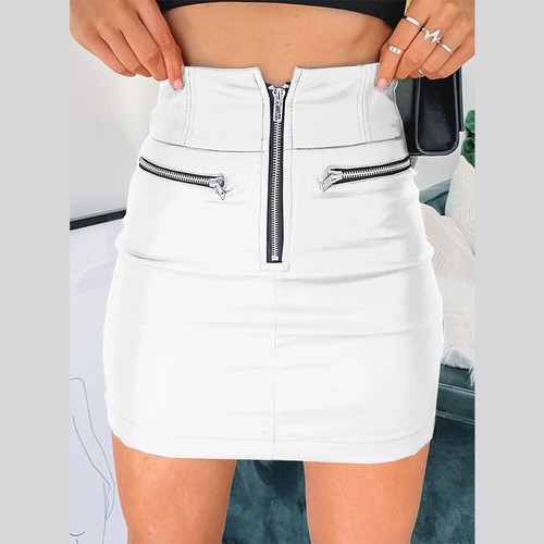❤️ Women/'s High Waist PU Leather Mini Skirt Ladies Zipper Pencil Bodycon Dresses