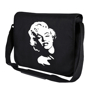 Marilyn Manroe Konterfei Kult Ikone Schwarz Motiv Umhängetasche Messenger Bag