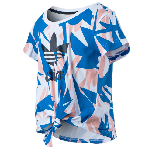 ADIDAS Originals Ragazze Bambini T-shirt Girocollo Bianco Blu Tee Top S14473 UA99