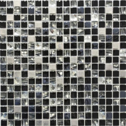 Glasmosaik Stahl schwarz mix Wand Bad Fliesenspiegel Küche Art:WB92-0304|1 Matte