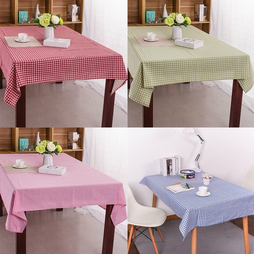 Modern Simple Cotton Linen Grid Tablecloth Cover Cloth Table Deco Print#S