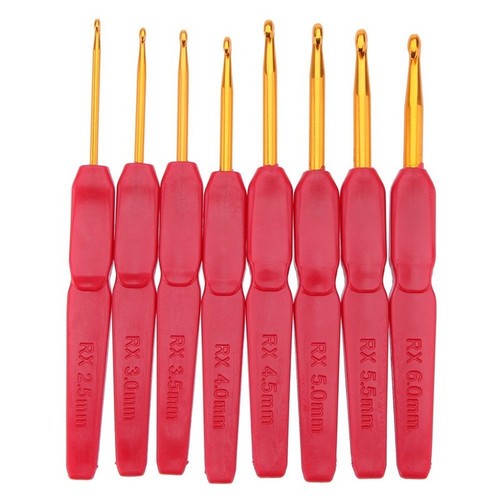 8pcs Crochet Hooks Knitting Needles Set With Ergonomic Grips 2.5-6.0mm Y5N4
