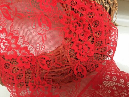 Beautiful 7 inch//18 cm Vivid Red Galloon Flat Tulle Lace Trim Bridal//Sewing//Craft