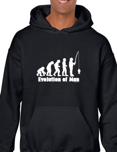 Evolution of Man Fishing Black White Funny Gift Hoodie Hooded Sweatshirt