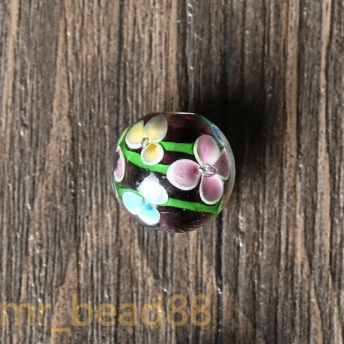 12//14mm Plum Flower Round Glass Beads DIY Loose Spacer Beads Jewelry Making 5Pcs