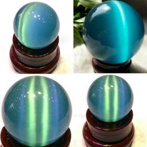 20mm Asian Rare Natural Quartz Sea Blue Magic Crystal Healing Ball Sphere Decor 