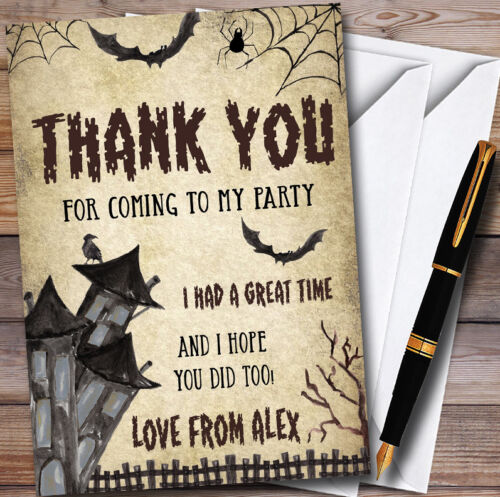 Vintage Haunted House Personalised Halloween Party Thank You Cards