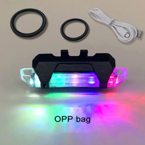 USB Rechargeable Bike Bicycle Tail Light Safety Cycling 5 LED Warning Rear Lamp