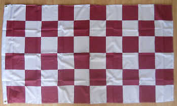 Maroon White Check Chequered Large Flag 5/' x 3/'