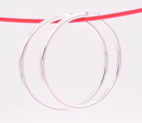 2 3/4"  4mm X 70mm Plain Bold Thick Round Hoop Earrings Real Sterling Silver 