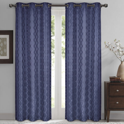 84W x 108/"L Set of 2 Willow Jacquard Thermal Insulated Blackout Curtains