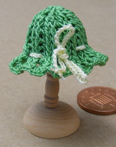 1.12 échelle femme vert crochet chapeau poupées maison miniature vêtements Accessoire T3 