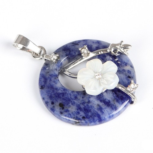 10 pcs lots véritable Agate Quartz Moonstone sculpté coquille argent Fleur Pendentifs