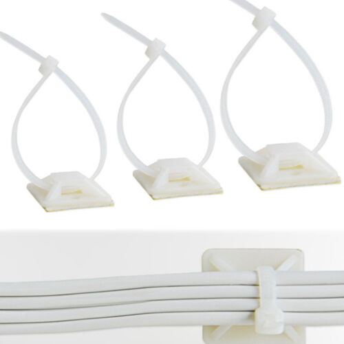 10/50/100Pcs Plastic Wire Tie Cable Mount Clip Holder Clamp Self-adhesive White 