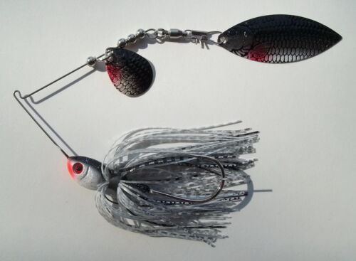- Bass Fishing-Pêche silver shad 1 1//2 oz Custom Tandem Spinnerbait /"Nouveau/"