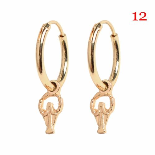 Boho Style Dangle Drop 18K Gold Filled Hoop Earrings Cartilage Ear Studs 