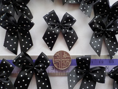 Stylish Black Bow Embellishments For Cardmaking! Pretty Polka Dot Bows 100
