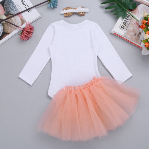 Baby Girls Birthday Romper Jumpsuit Tutu Skirt Dress Headband Set Toddler Outfit