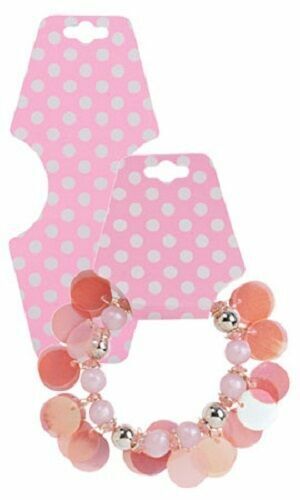 Details about  / 100 Earring 100 Necklace Cards Pink Dots Pierced Clip On Hanging Lip Adhesive