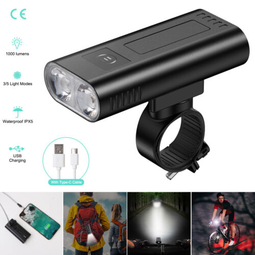 Bicycle Bike Cycling Head Lights Power Bank USB Rechargeable Alu LED Front Lamp
