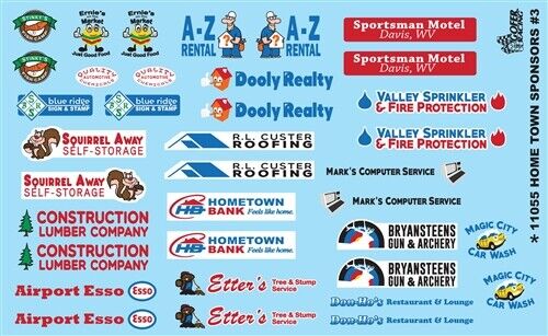 GOFER Racing Decals 11055 Hometown Sponsors # 3 Decals Sheet for 1//24-1//25 Scale