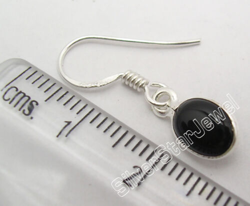 Low Price BLACK ONYX GEMSTONE Earrings 1/" 925 Sterling Silver Jewellery !