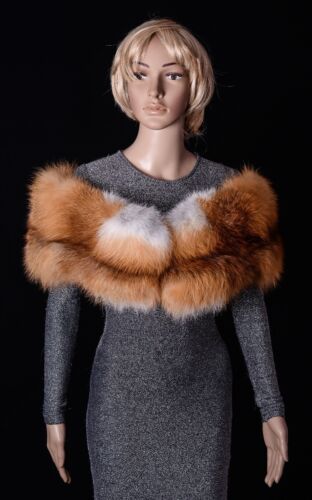 Selected Premium Quality Saga Furs Red Fox Fur Shoulder Wrap Scarf Boa Stole