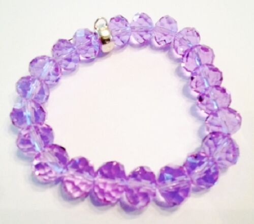 LOVELY LILAC FACETED CRYSTAL BRACELET WITH CARRIER TO CLIP  CHARMS ON TO  - NEW
