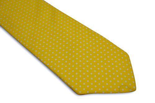 Frederick Thomas Designer Cotton Mens Tie Polka Dot Bright Lemon Yellow 