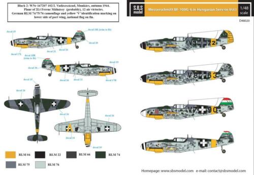 model Messerschmitt Bf-109 G-6 Decals Ungarn – 1:48 sd48020// S.B.S