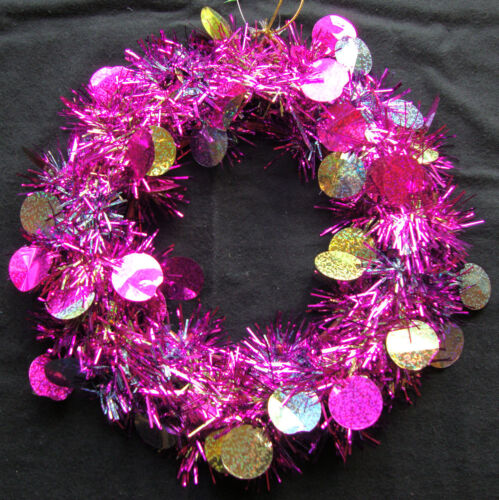 Bright hot pink /& gold Tinsel Wreath Door Decoration Cheap Wreath Decoration
