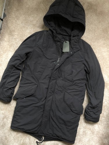 All Saints Uomo Nero /"FORD/" Imbottito Parka Cappotto Giacca-XS /& S-NEW /& Etichette