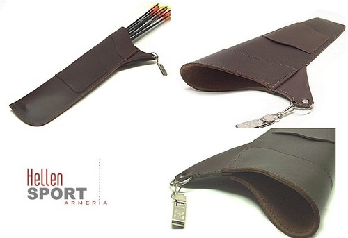Faretra in cuoio marrone con moschettone Lunghezza cm 48 porta frecce per arco