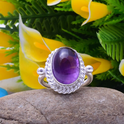 Fabulous African Amethyst Gemstone 925 Sterling Silver Handmade Ring All Size