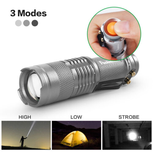 20000LM 6 Colors Mini LED Flashlight Q5 Torch Adjustable Zoom Focus Torch Lamp