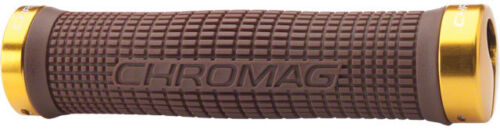 New Chromag Squarewave Grips Brown Grips Gold Clamps