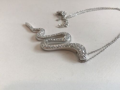 Serpent Collier Pendentif avec Labo Diamants//Argent Sterling 925//16-18/" Chaîne