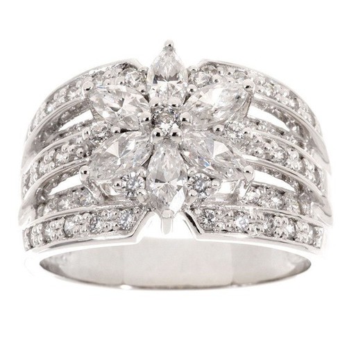 Epiphany diamonique 1.35 CT TW Mixte Cut Flower Ring Taille 7 QVC