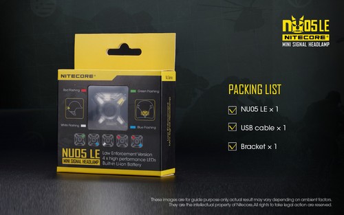 Nitecore NU05 le Rouge Bleu Vert Blanc Portable Rechargeable USB signal lumineux