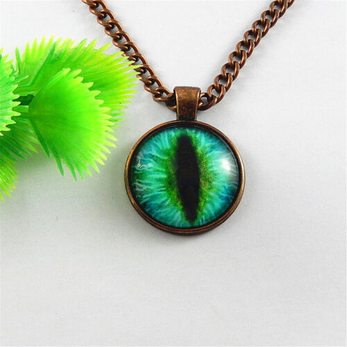 Multi-Color Dragon Cat Eye Cameo Gem Crystal Pendant Necklace Fashion Jewelry