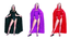 PURPLE CAPE BLACK RED VELVET HOODED CLOAK ROBE KING QUEEN RENAISSANCE COSTUME