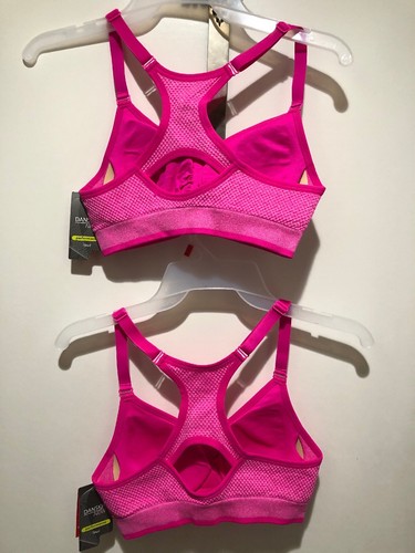 Danskin Womens Sports Bra Wirefree Adjustable Straps Pink Lot Of 2 Size Small