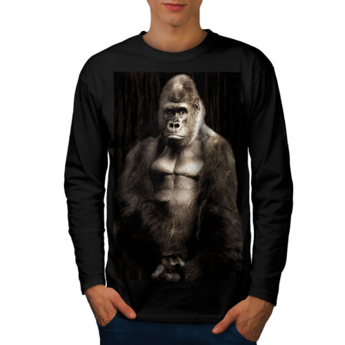King Graphic Design Wellcoda Wild Animal Monkeys Mens Long Sleeve T-shirt