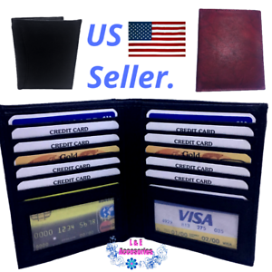 Men/'s Genuine Leather Bifold Hipster Credit Card//ID passport Wallet cardcase