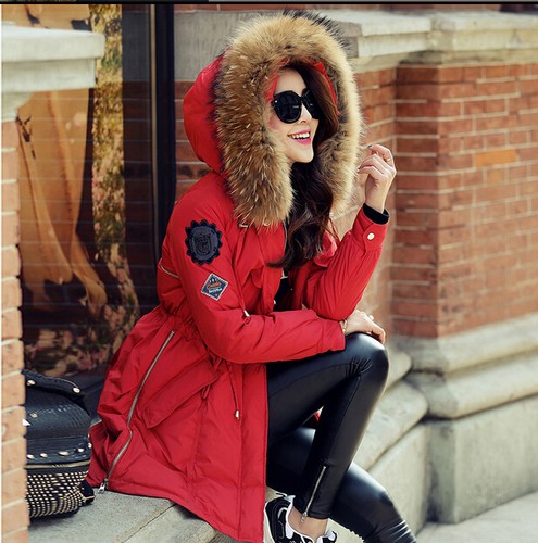 Damen Daunen 100/% Echt Fell Kragen Daunenmäntel WinterJacke Parkas Daunenjacke