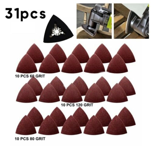 31pcs/Set Oscillant Multi Outils Ponçage papiers 60-120# & triangulaire ponceuse 